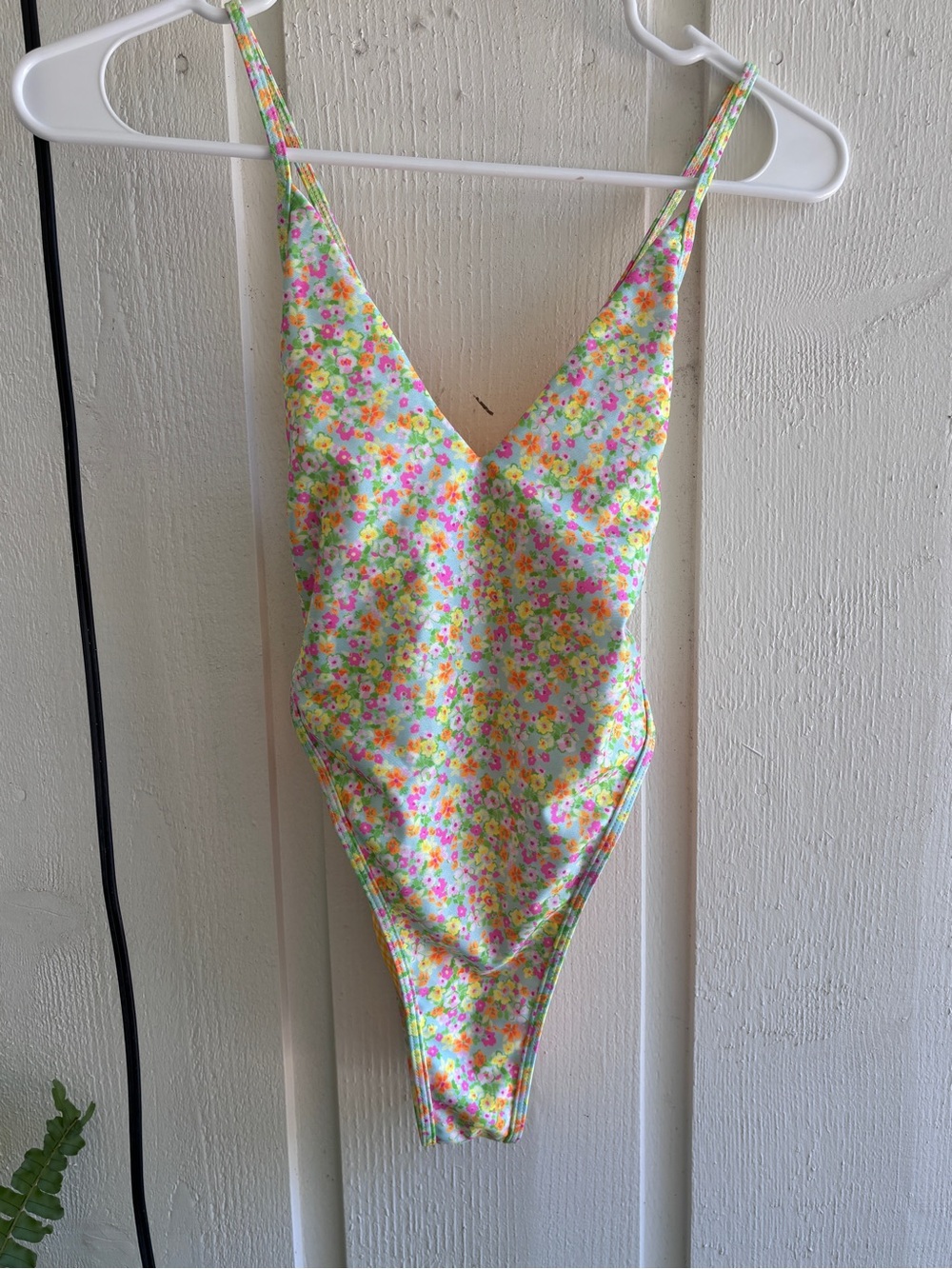 Kulani Kinis “Wild Flower” Plunge One Peice Cross Back Swimwear